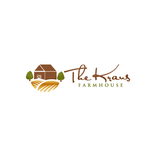 farmhouse and field illustration for agriculture logo