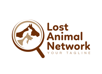 cat rabbit horse dog silhouette in magnifying glass vector logo