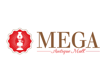 retro antique mall logo design with antique lamp