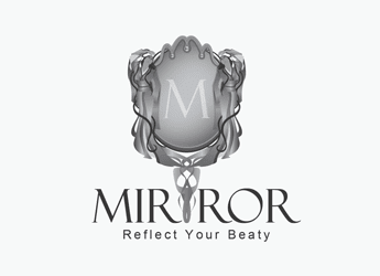 victorian mirror with ribbons antique design shop logo