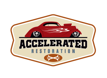 antique logo with vintage car illustration