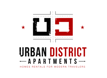 abstract letter U D in rough effect apartment logo