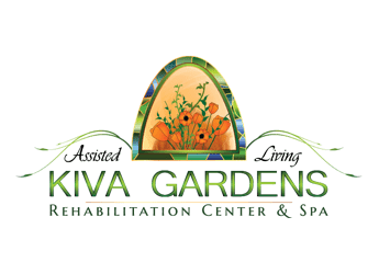 two entwined swirls in wordmark logo concept for assisted living center