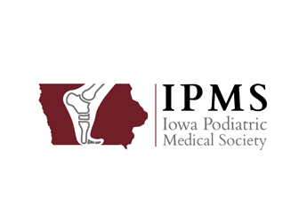 association logo design with foot skeleton on Iowa map vector