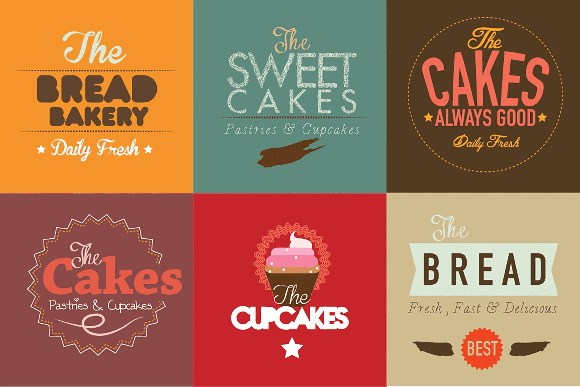 Typography Based Bakery Logo Badges