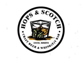 ice cubes in whisky glass logo design for a bar