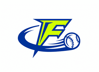 baseball logo with letter F and baseball spin