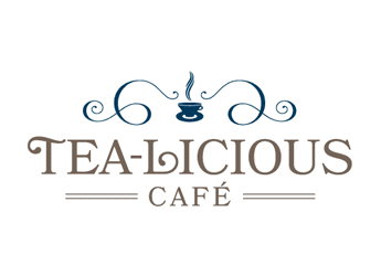 ornate tea cup with steam icon for tea house