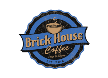 retro coffee cup in beverage badge logo