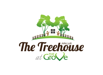 children and trees in picket fence garden graphic for church logo