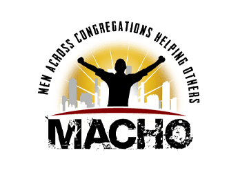 open arms man silhouette with buildings logo design for community center