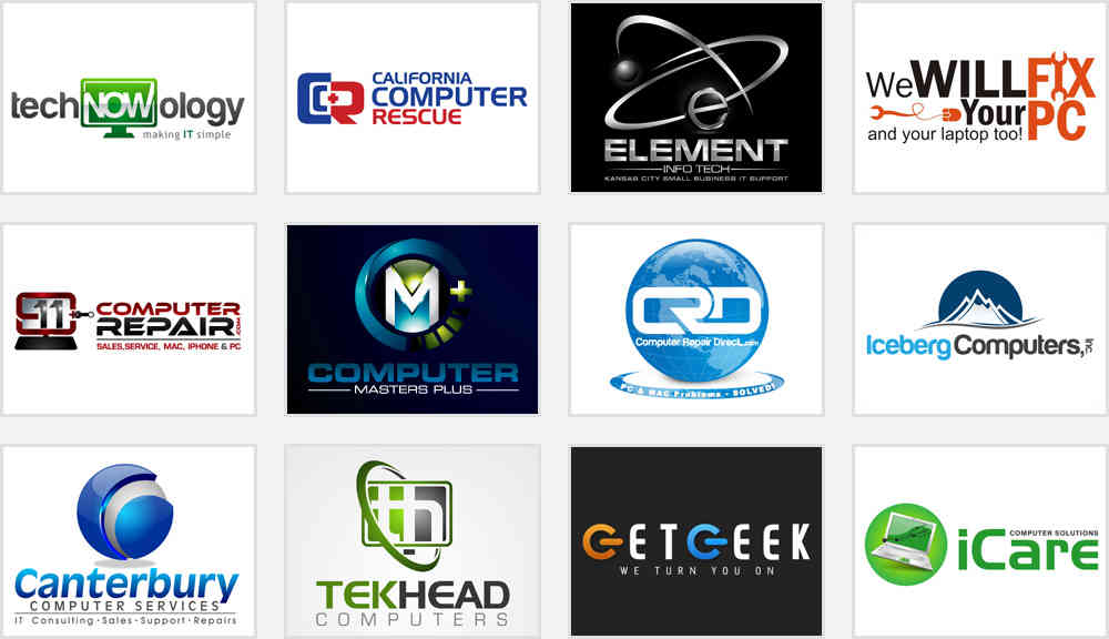 computer parts hardware and computer company logo design samples