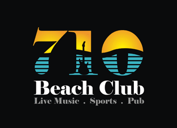 guitar and waves in number 710 logo for Beach Club