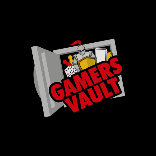 illustrative knight with shield gaming store logo