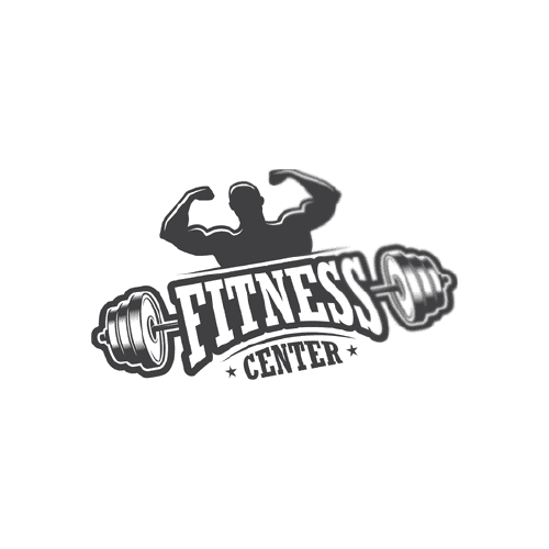 man silhouette with dumb bell fitness center logo