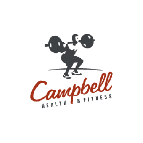 Man holding dumb bell fitness club logo