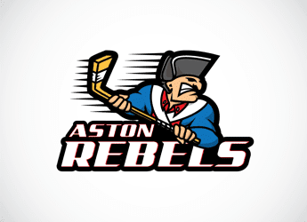 pirate captain holding a hocky stick in logo