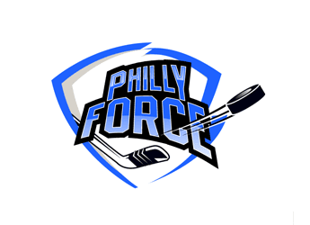 hockey stick with puck in logo