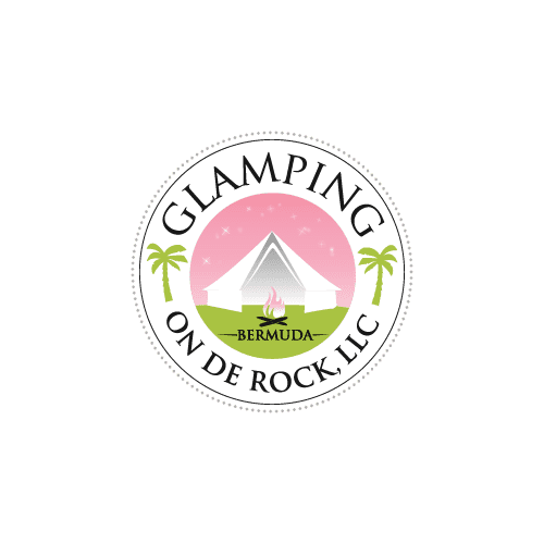 circle with palm trees and tent logo