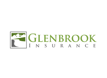 mountains road in a square iconic logo for insurance company