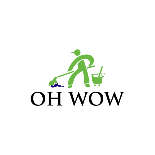 janitor with bucket cleaning business logo