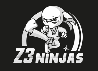 ninja doing a front kick in martial arts logo