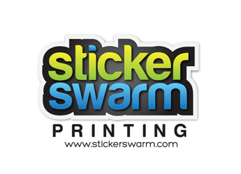 Emboss Effect Sticker Swarm Printing Logo