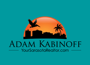 pelican over cityscape and palm tree resort logo design