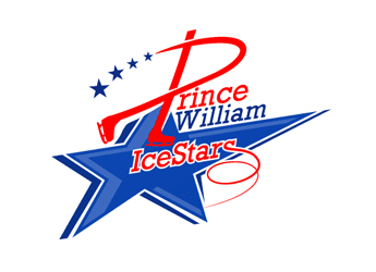 ice skating logo with letter P and stars