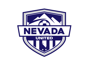 soccer ball and mountains in shield logo
