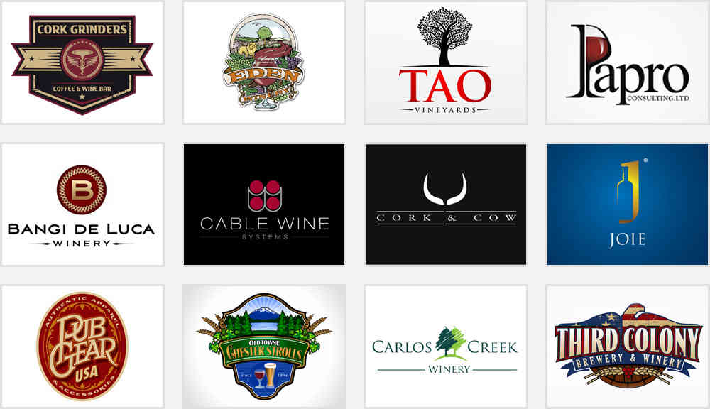 illustrative wine and spirit shop logos