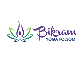 Flower sitting yoga pose in yoga studio logo design